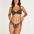 Brazyliany tanga od bikini ze wzorem paisley, Czarny