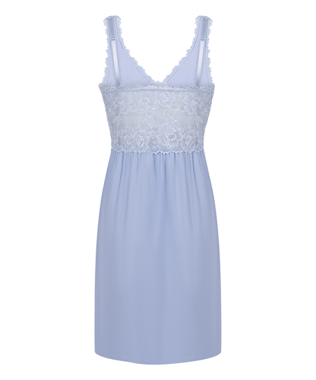 Sukienka na ramiączkach z koronką Nora, Niebieski