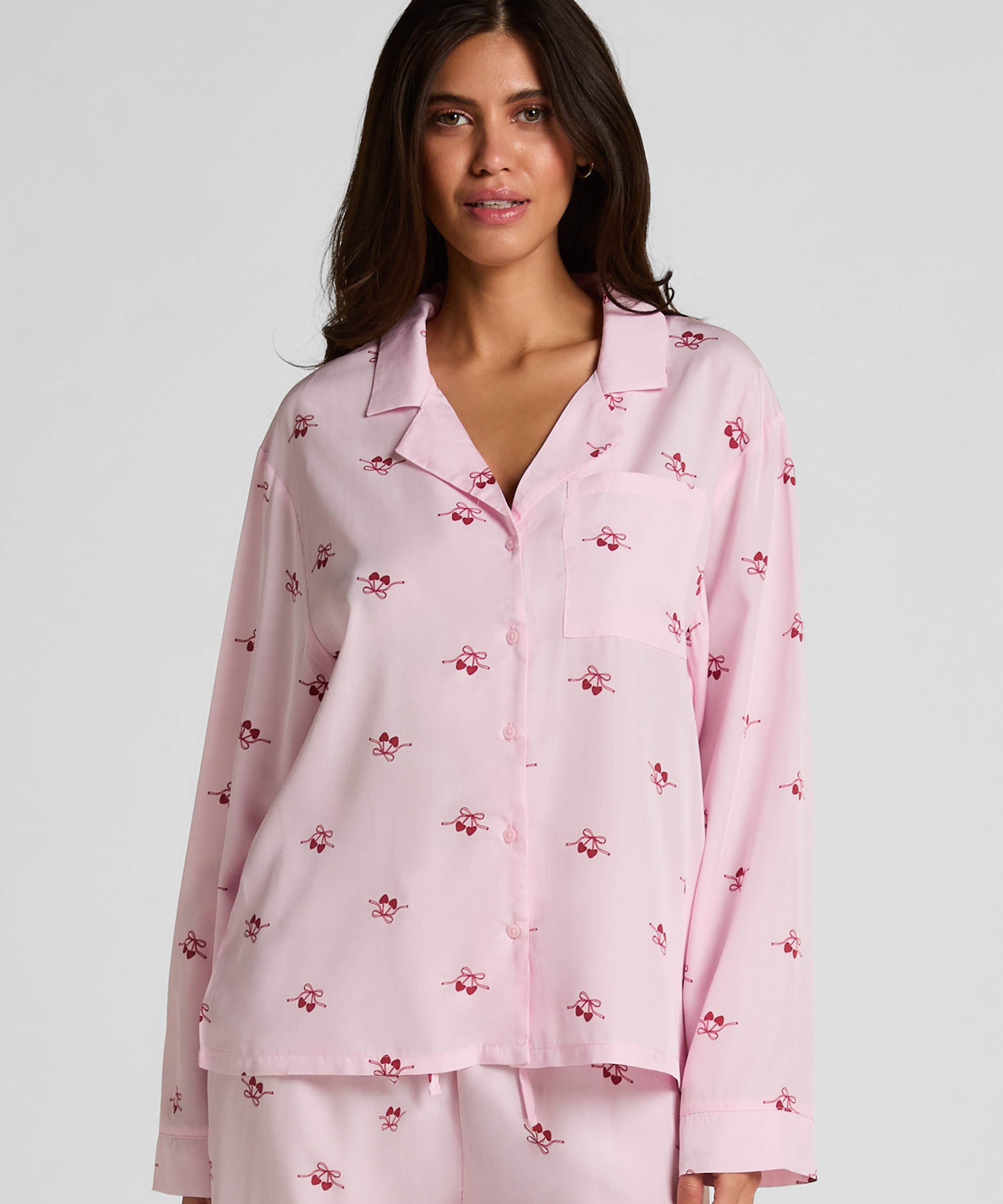 Bluza tkana wiśnie, R&oacute;żowy, main