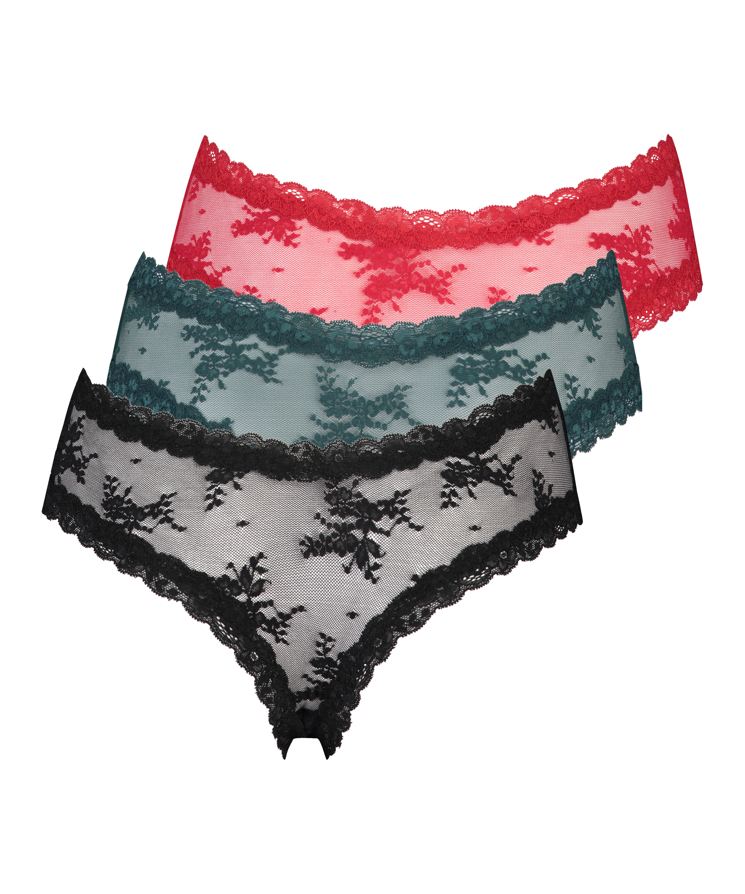 3 pairs Brazilian V-shape Mesh, Czarny, main