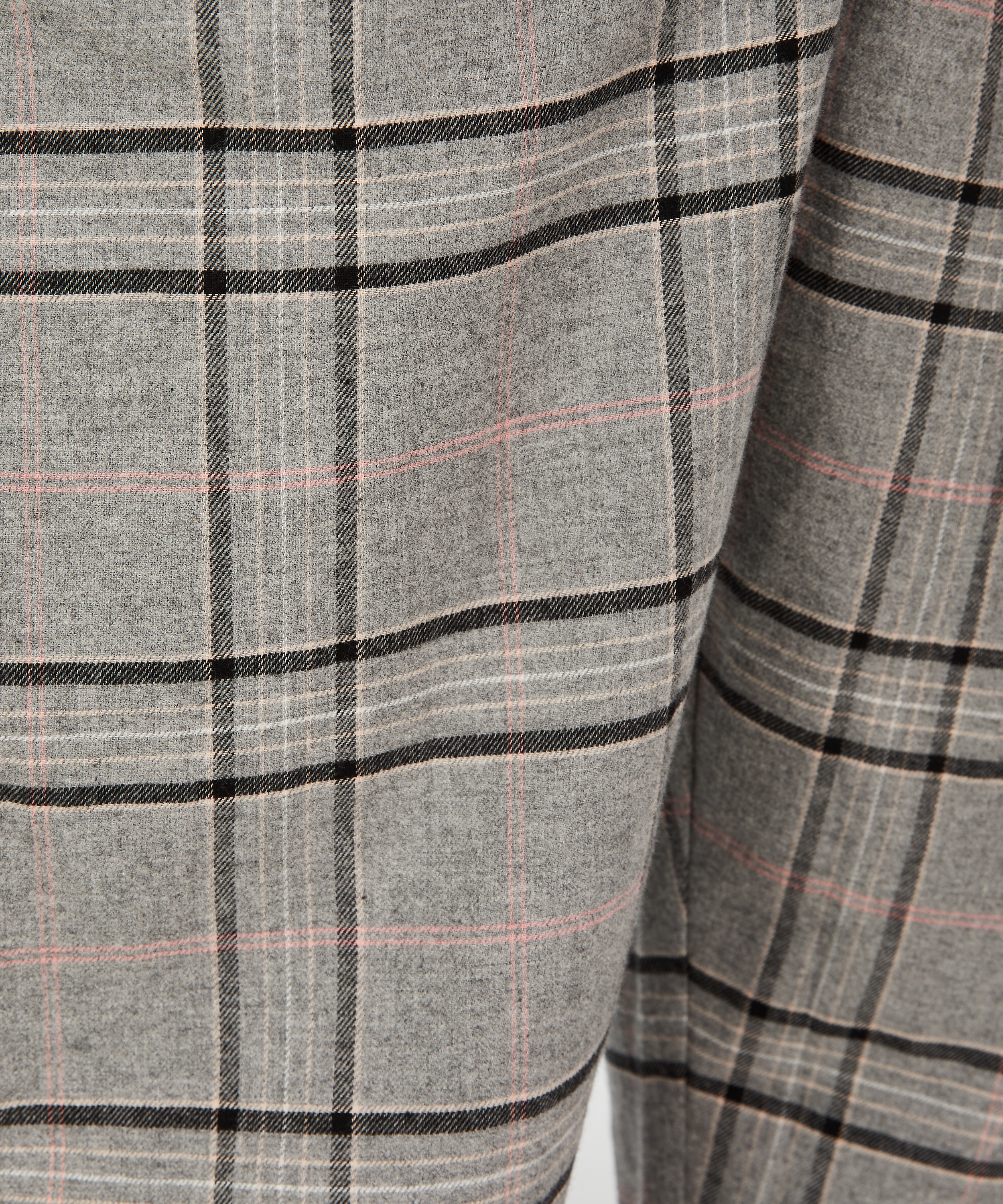 Twillowe spodnie od piżamy w kratę Petite, Szary, main