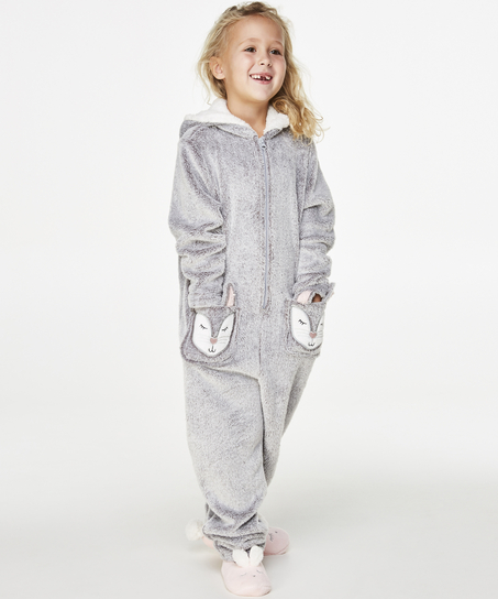 Fleece Onesie Kids, Szary