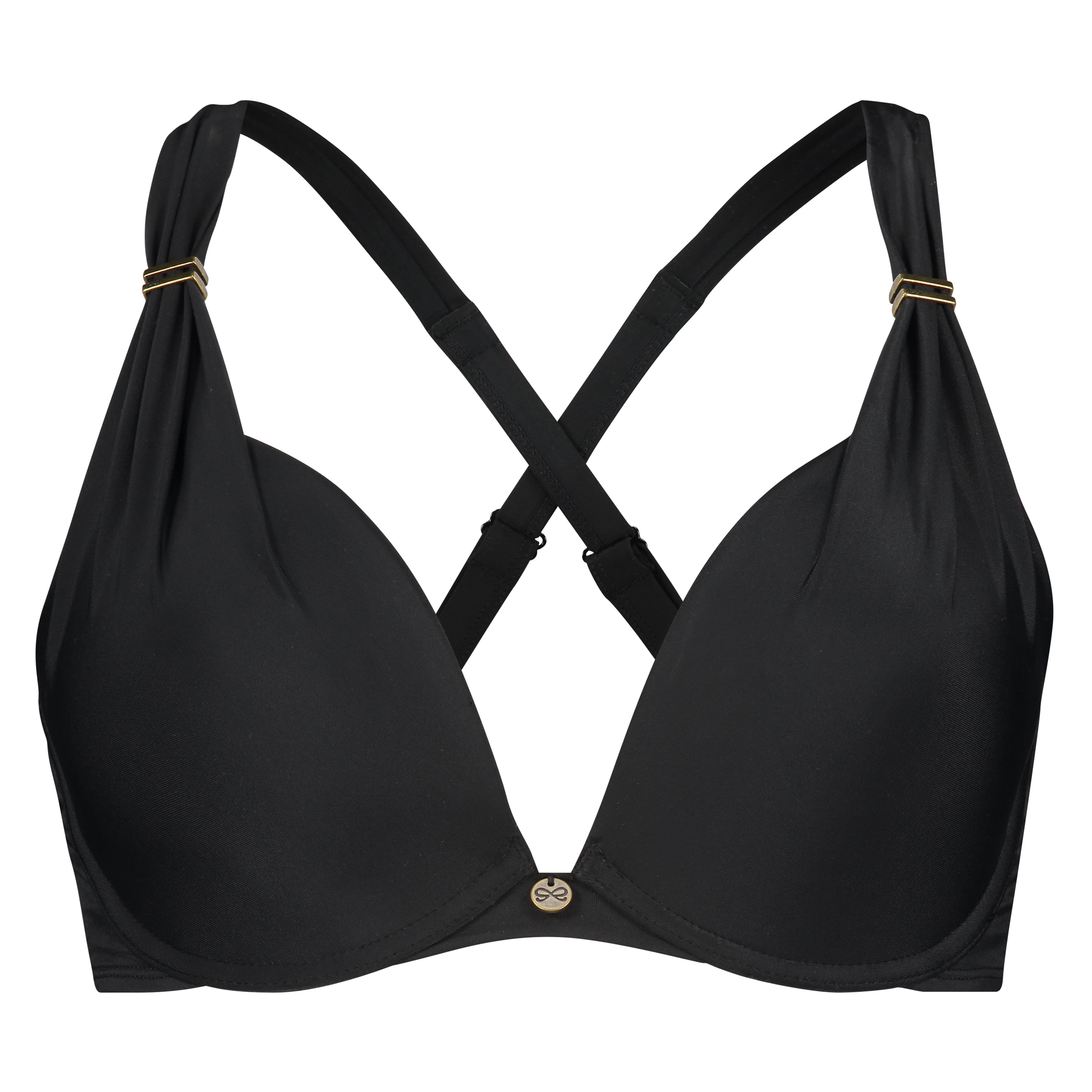 Usztywniona g&oacute;ra od bikini z fiszbinami Sunset Dreams - miseczki E+, Czarny, main