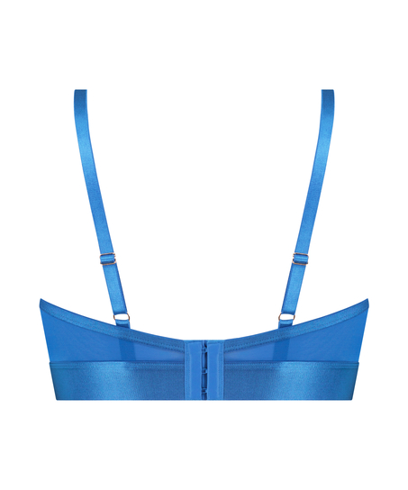 Nieusztywniany biustonosz z fiszbinami longline Pleasure, Niebieski