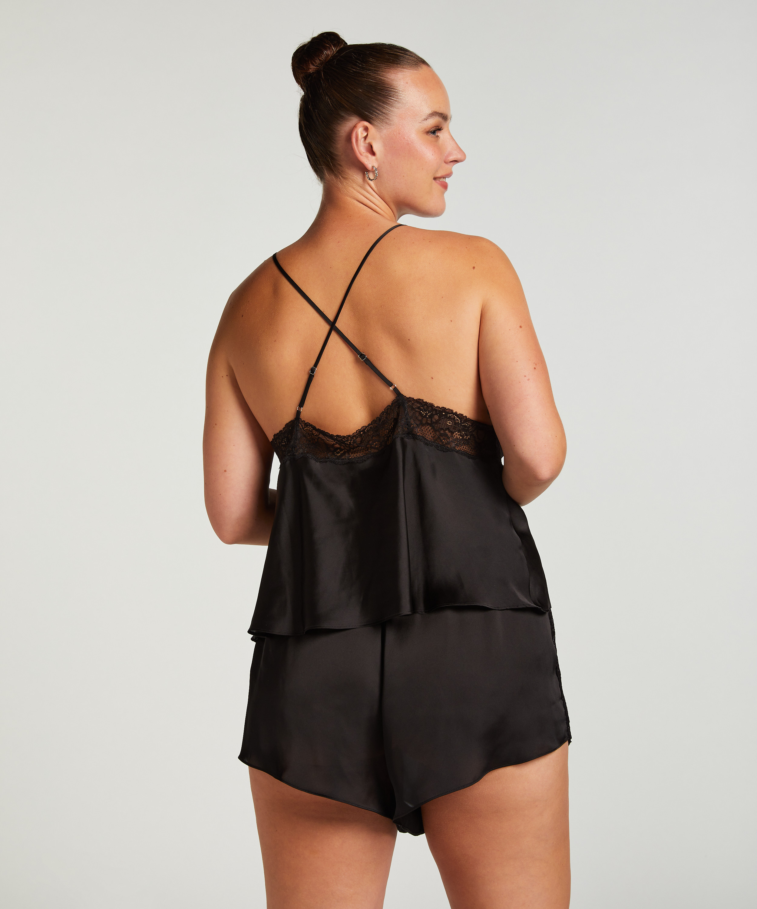 Cami Top Satin Marcela, Czarny, main