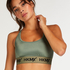 Biustonosz sportowy HKMX The Crop Logo Level 1, Zielony