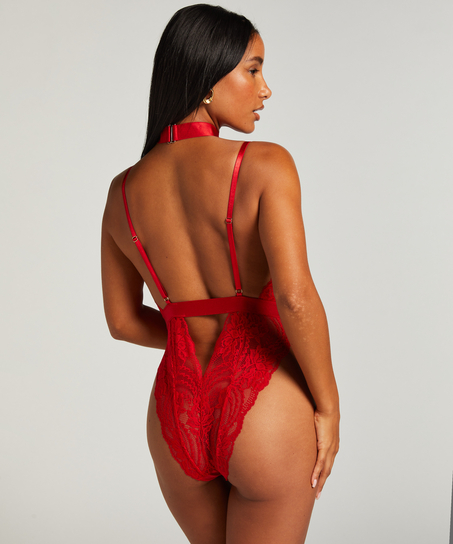 Body z otwartym krokiem Brandy Private, Czerwony