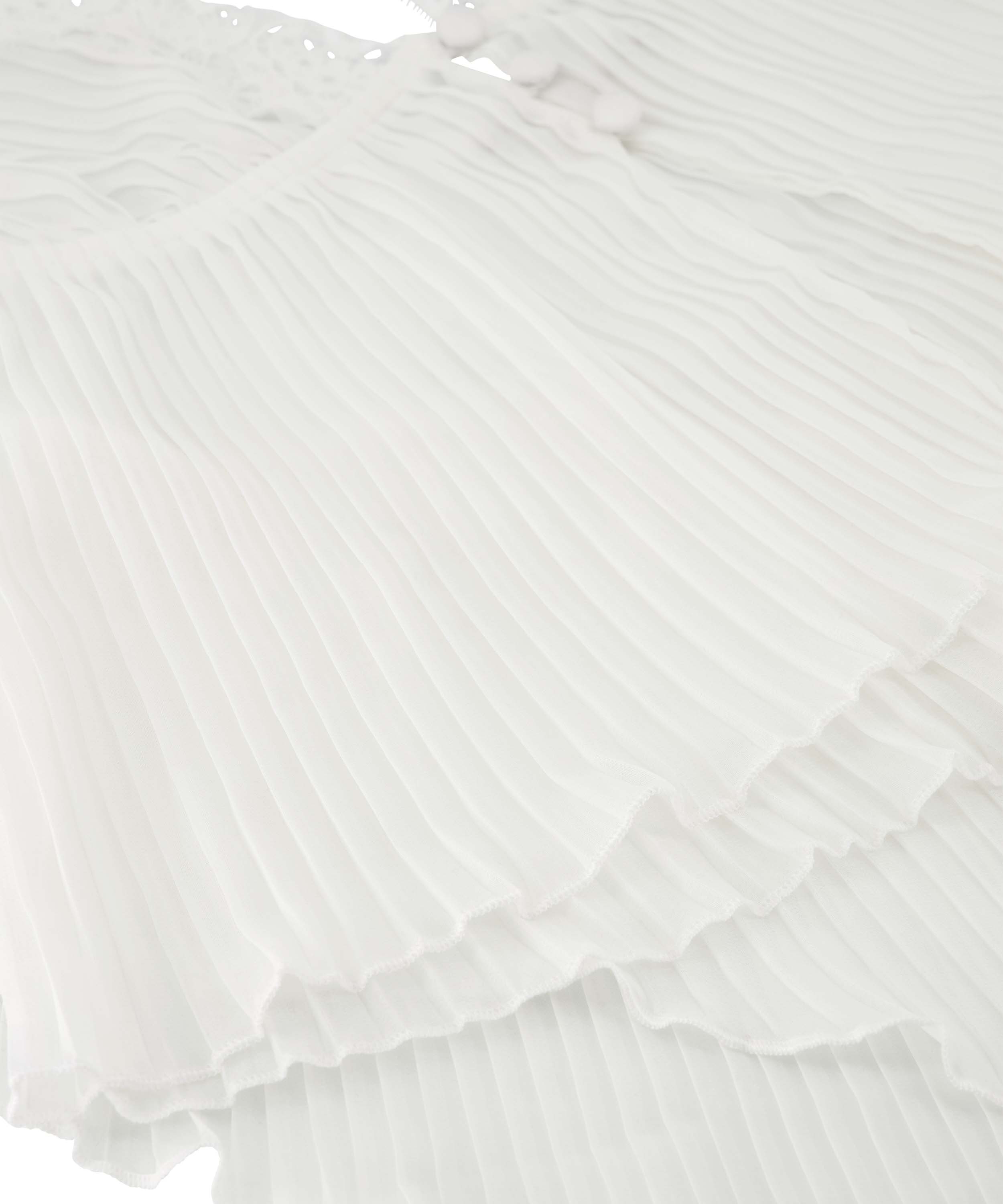 Szyfonowy plisowany zestaw z topem na ramiączkach, Biały, main