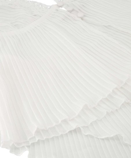 Szyfonowy plisowany zestaw z topem na ramiączkach, Biały