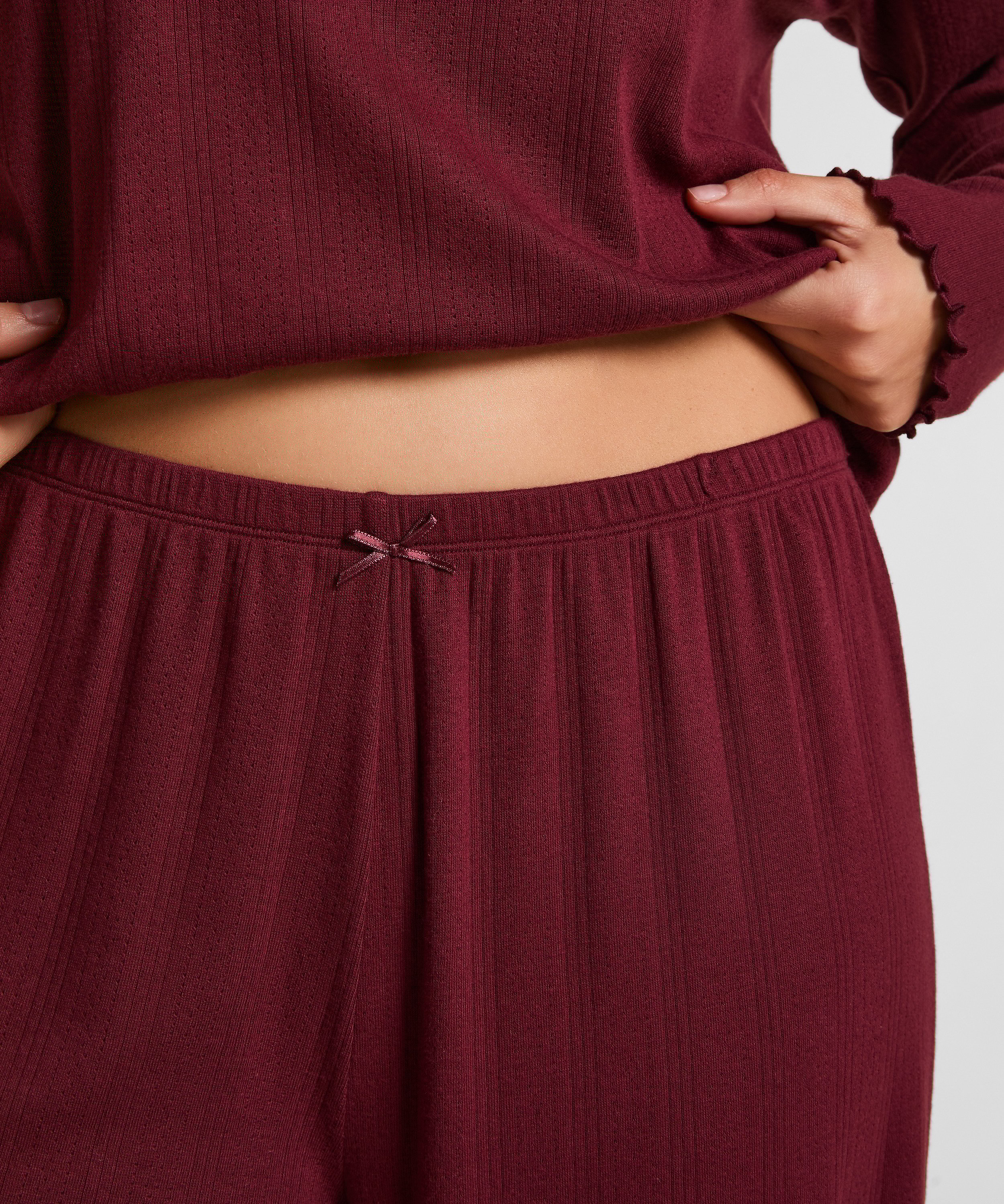 Piżama Spodnie Loose Pointelle, Czerwony, main