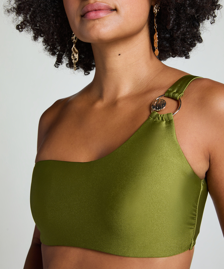 Asymetryczny top bikini na jedno ramię Holbox, Zielony