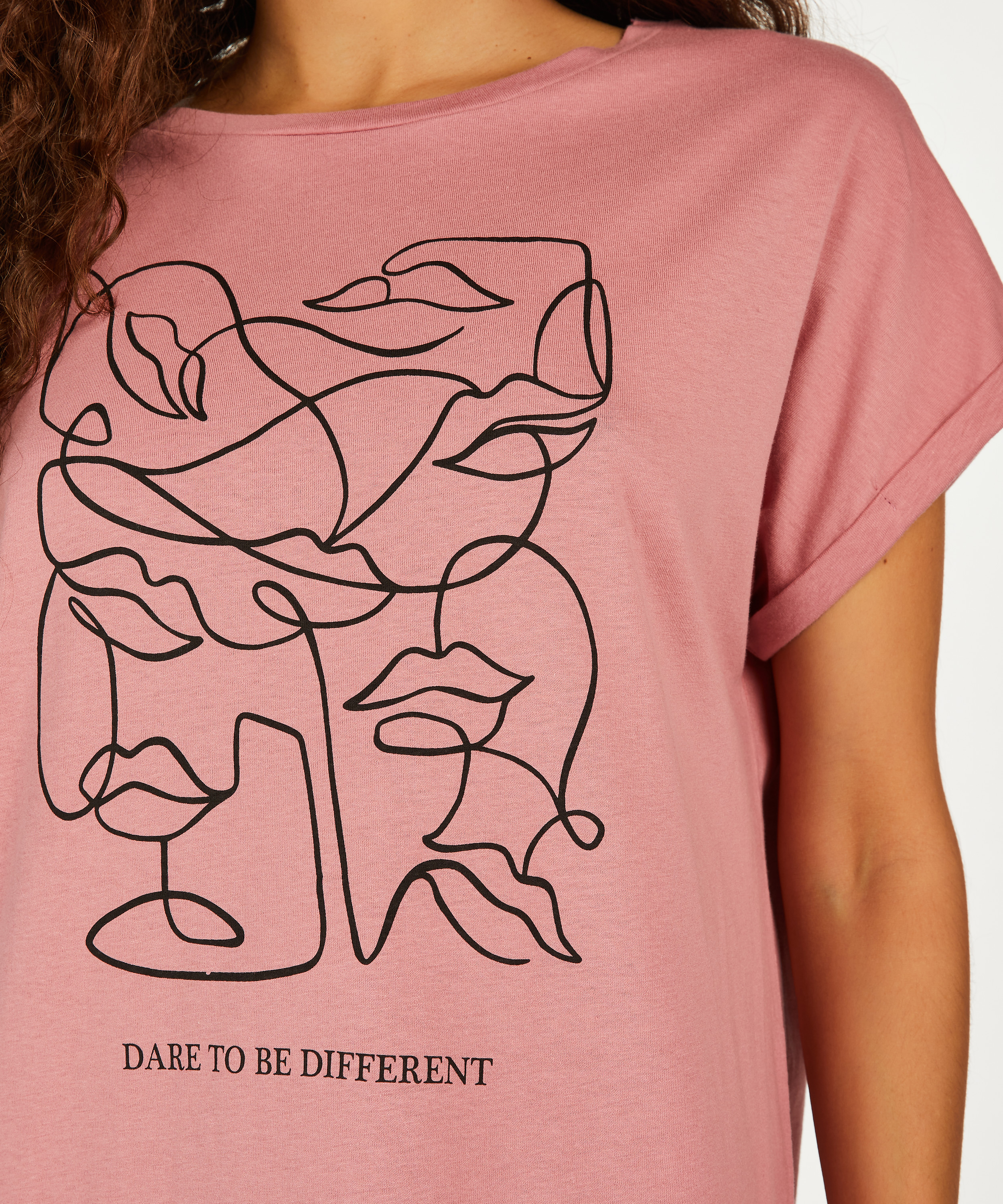 Koszula nocna z okrągłym dekoltem, R&oacute;żowy, main