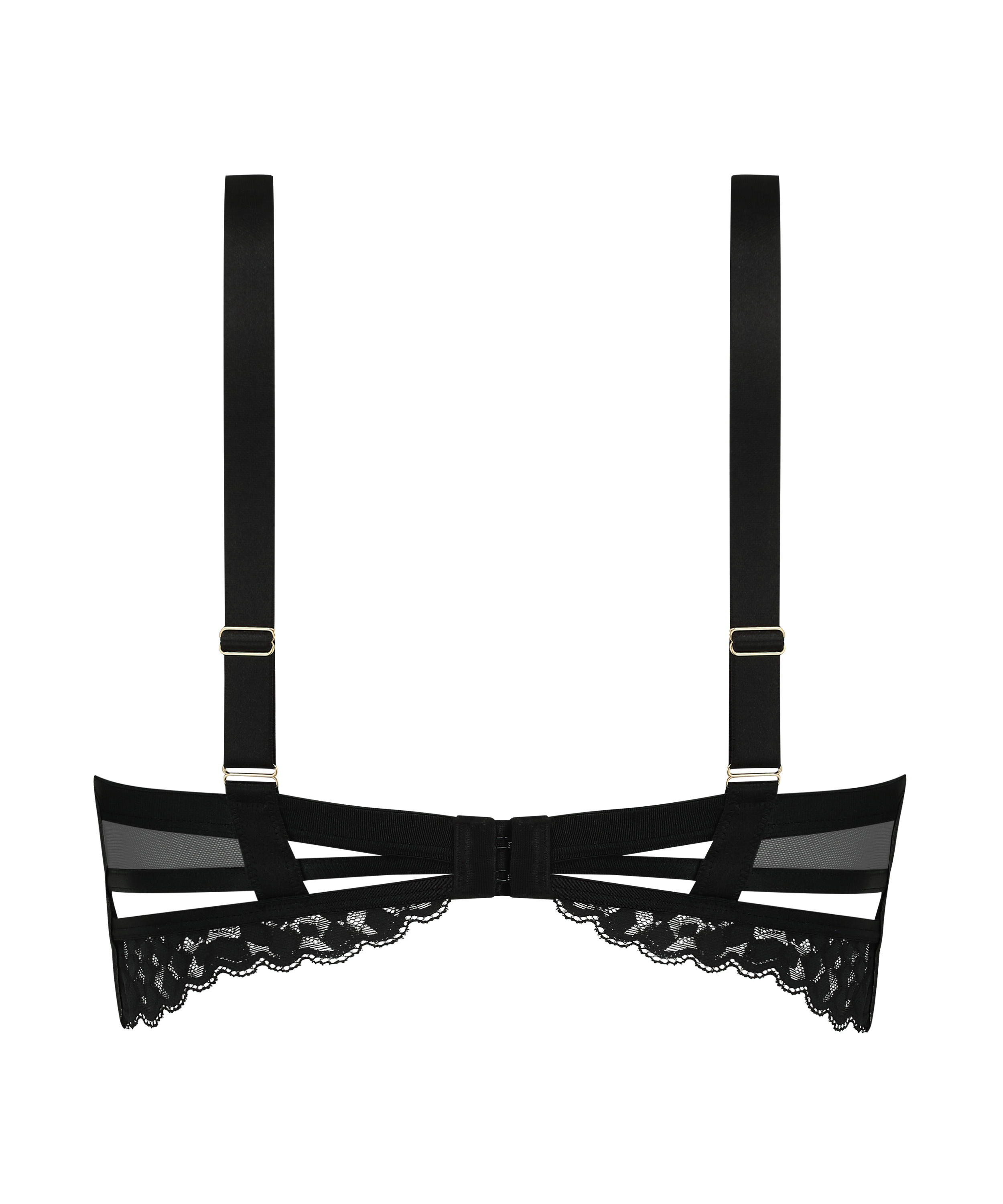 Biustonosz usztywniany z fiszbinami, typu longline push-up Desire, Czarny, main