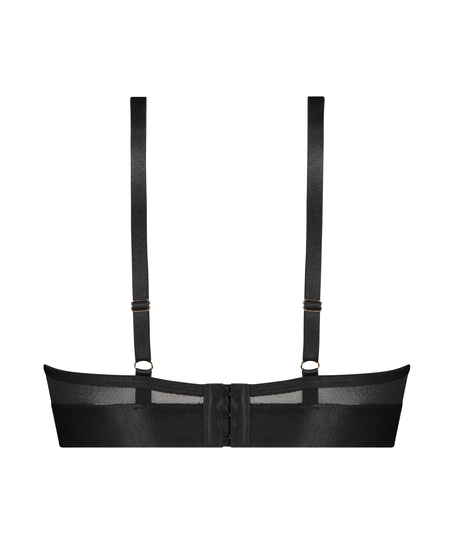 Nieusztywniany biustonosz z fiszbinami longline Pleasure, Czarny