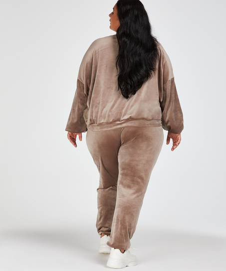 Top z weluru i lureksu, Brązowy