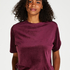 Short-sleeve velours top, Czerwony