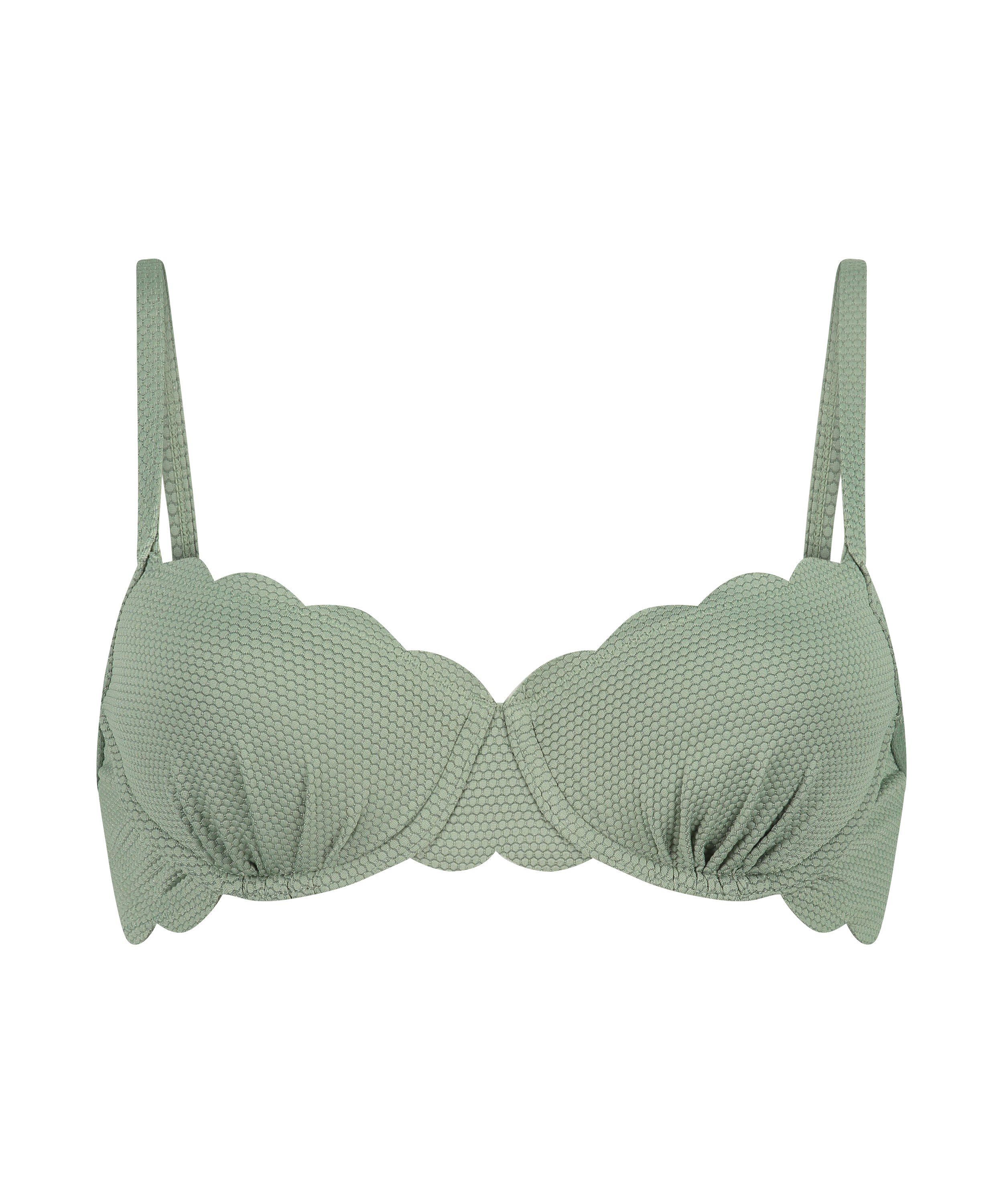 Usztywniany top bikini z fiszbinami Scallop, Zielony, main