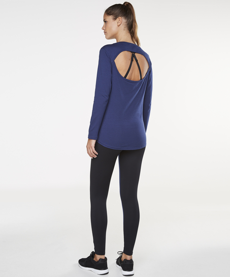 HKMX Strappy Basic Long-Sleeved Sports Top, Niebieski