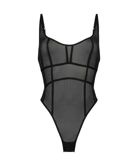 Seksowne siateczkowe body, Czarny