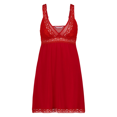 Graphic Lace slipdress, Czerwony