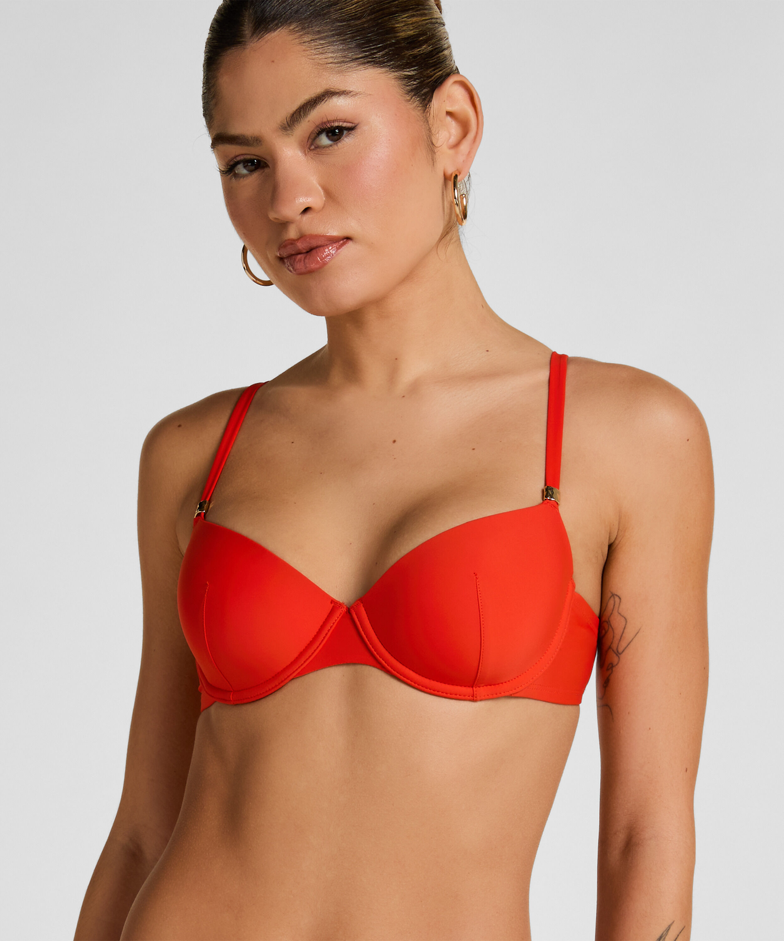 Luksusowy Biustonosz Bikini z Fiszbinami i Wkładkami, Czerwony