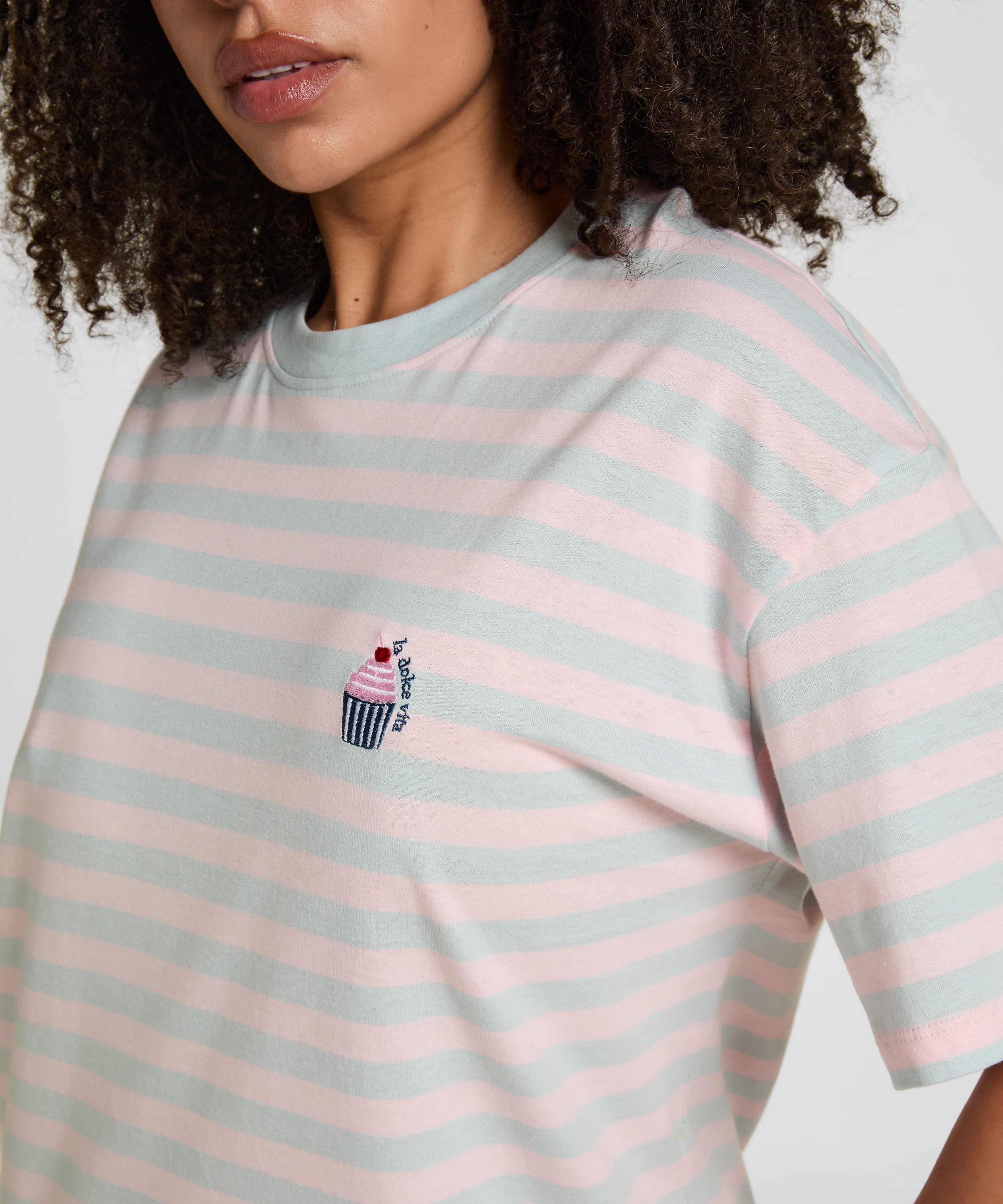 Koszula nocna z okrągłym dekoltem, Niebieski, main