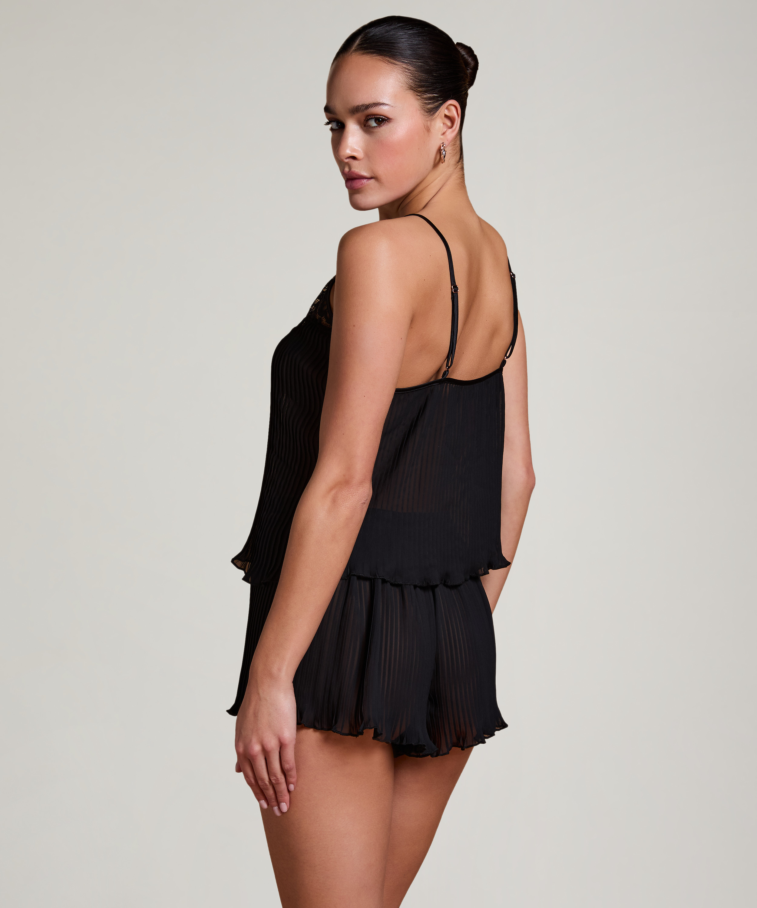 Plisowane szorty, Czarny, main