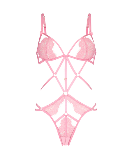 Private otwarte krocze Mitzy body, R&oacute;żowy