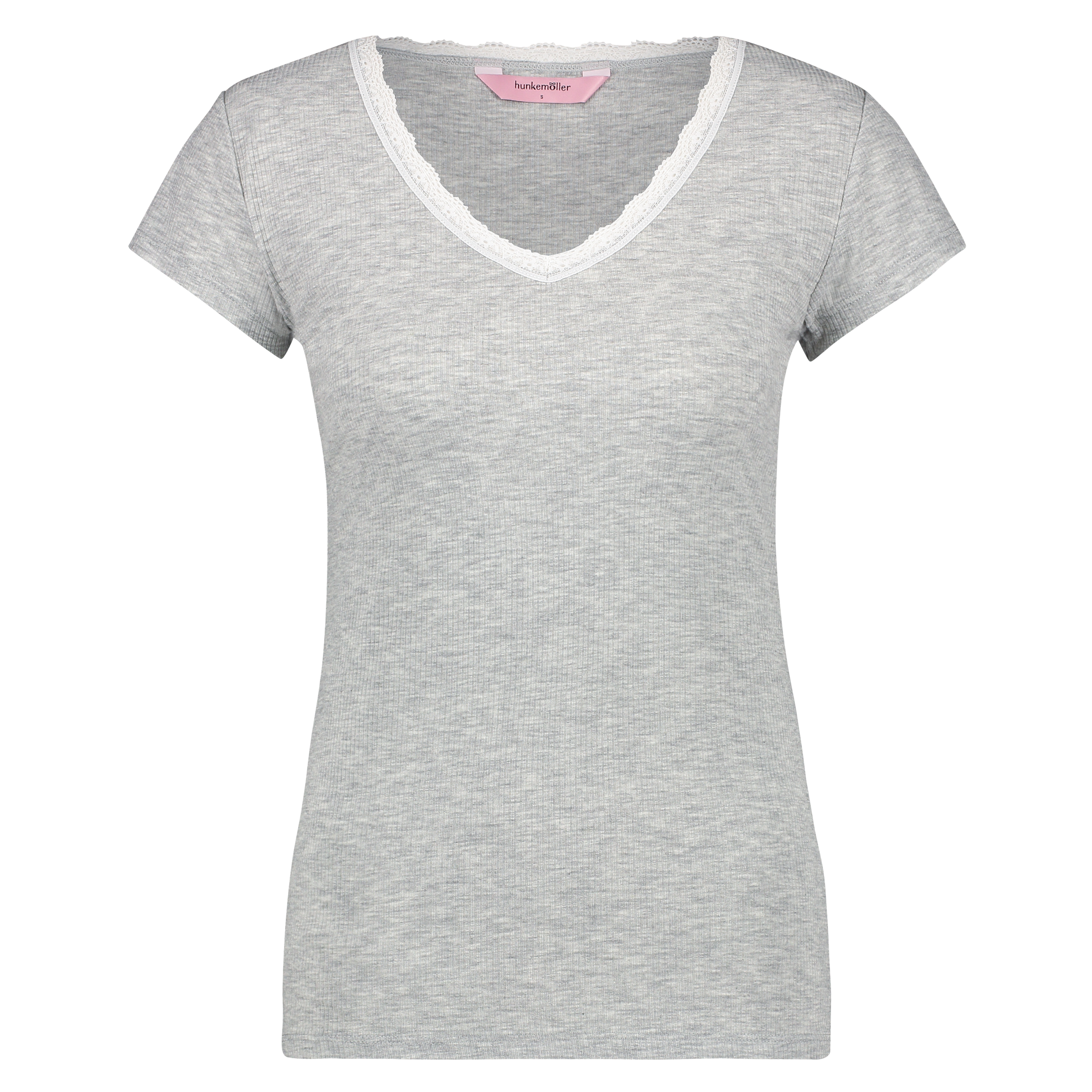 Top Rib V-Neck, Szary, main