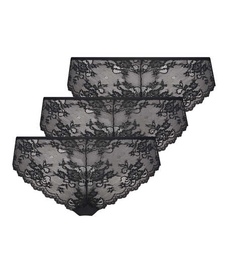 Niewidoczne majtki brazyliany 3 pary, Czarny