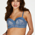 Eden Padded Underwired Longline Strapless Bra, Niebieski