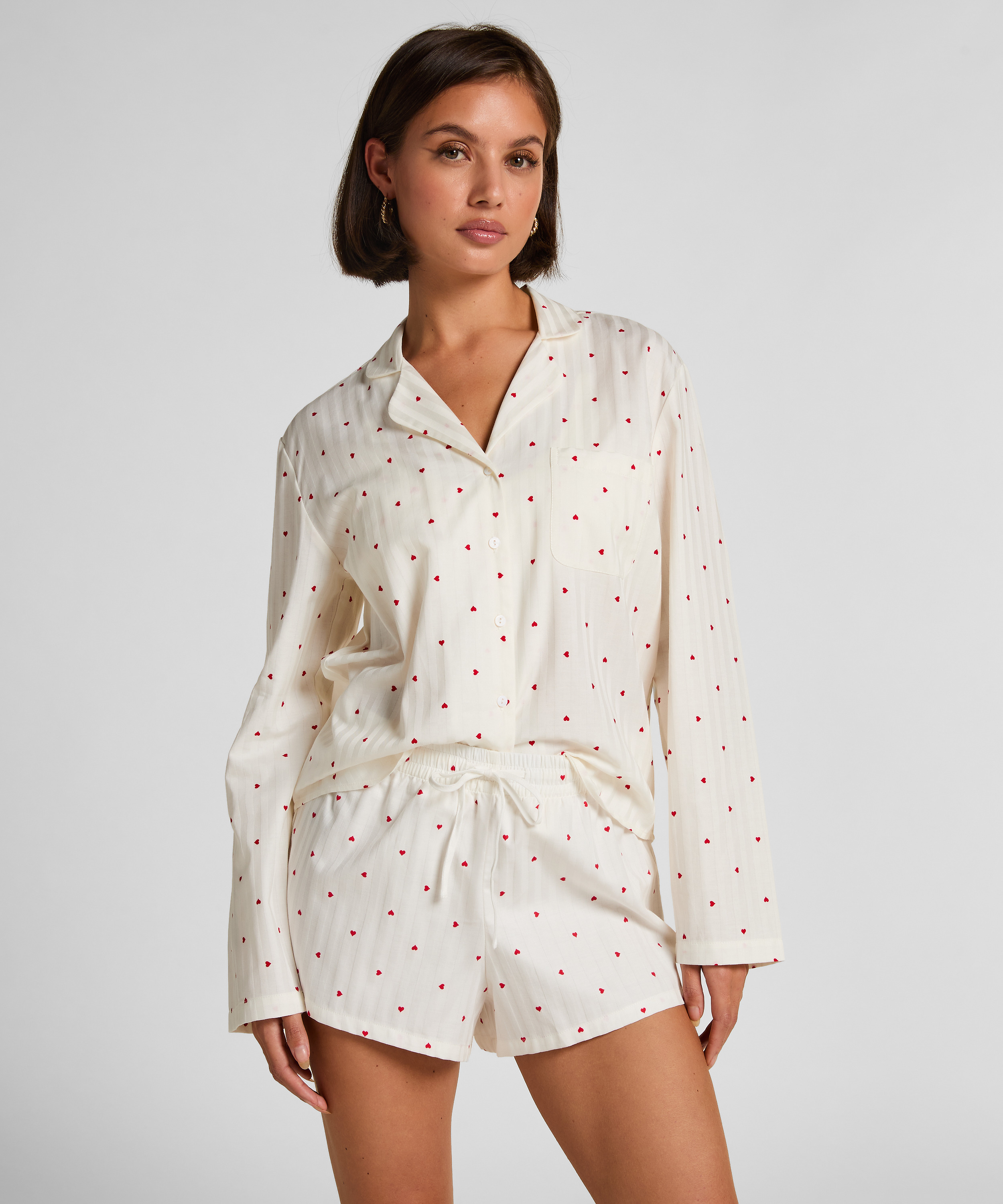 Szorty bawełniane serca, Biały, main