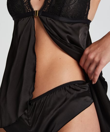 Babydoll Satin Mariah, Czarny