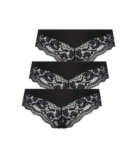 3 pary szortów brazylianów Valencia, Czarny