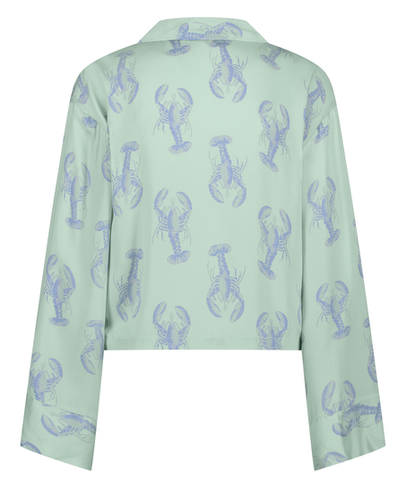 Kurtka z satyny z długimi rękawami, Zielony