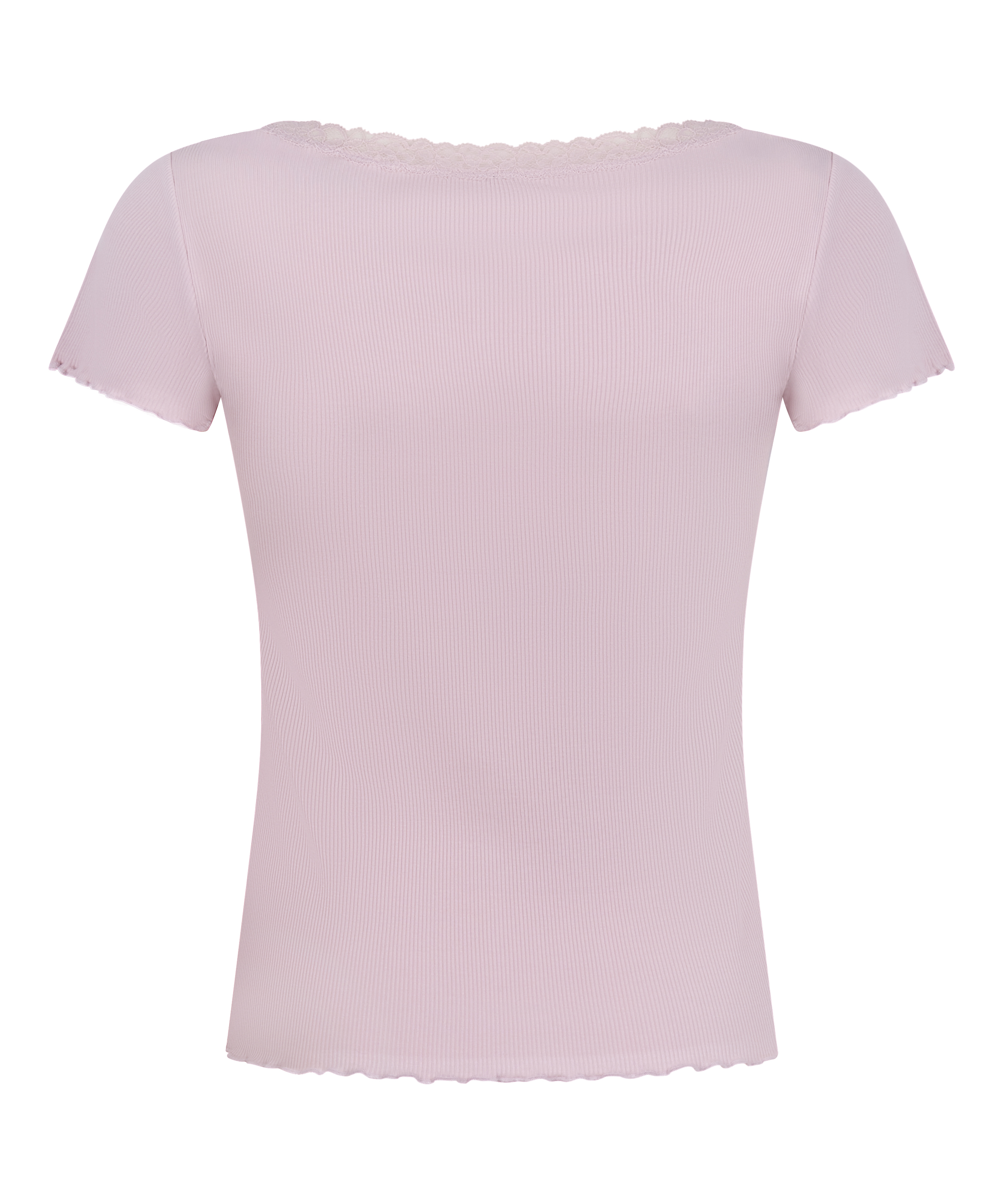Top Piżamowy Jersey Rib z Koronką, R&oacute;żowy, main