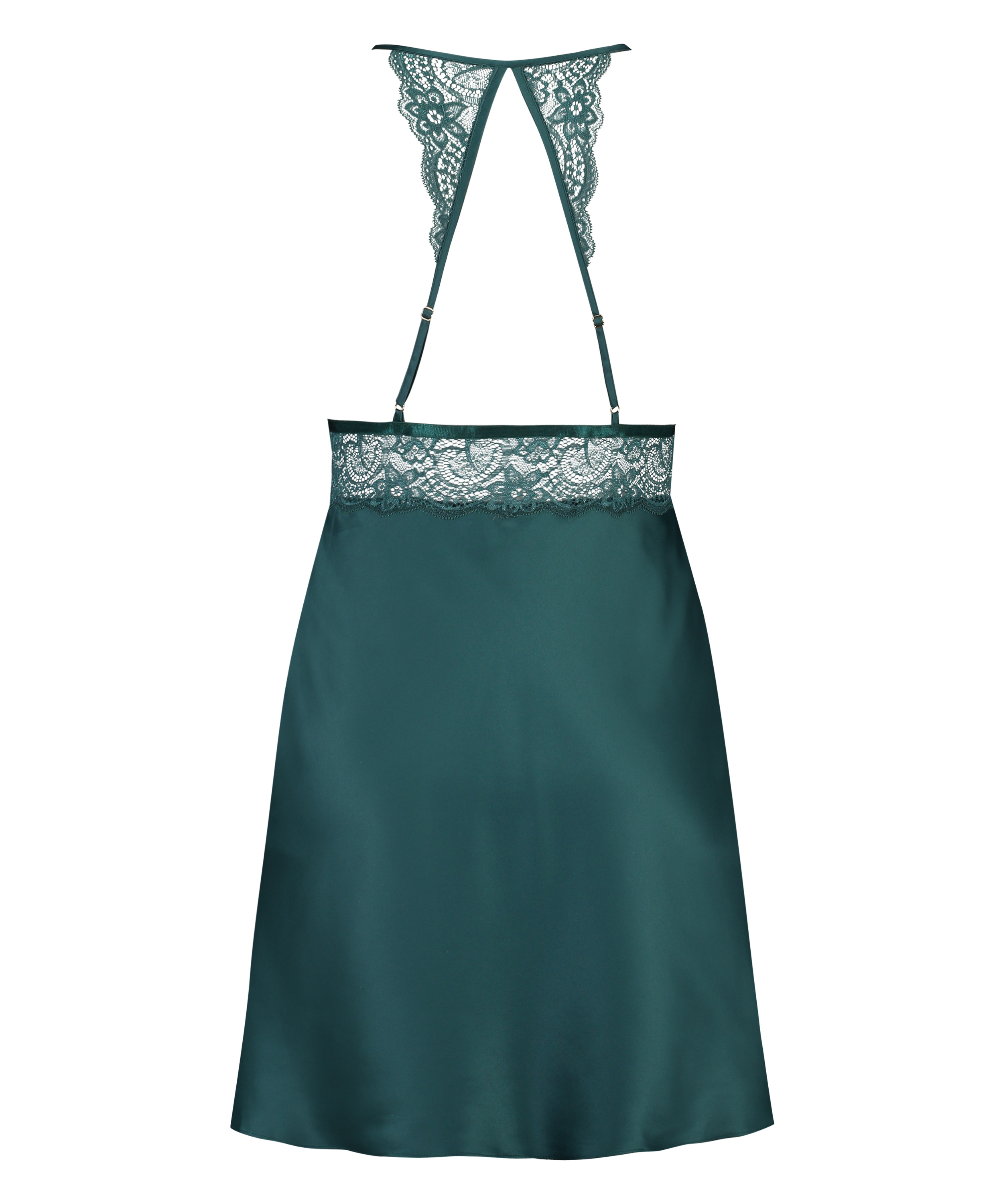 Satin lace slip dress, Niebieski, main