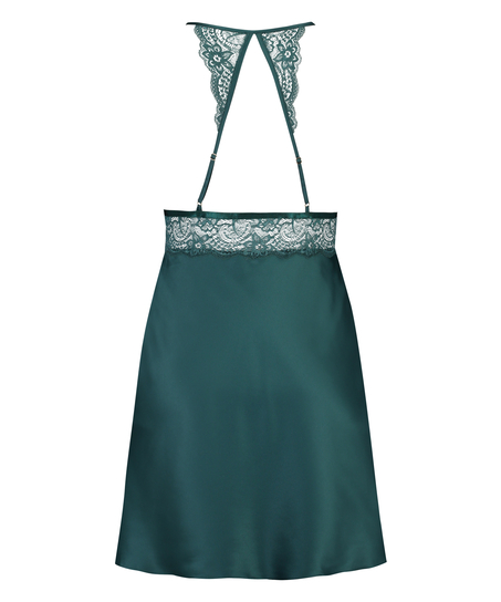 Satin lace slip dress, Niebieski