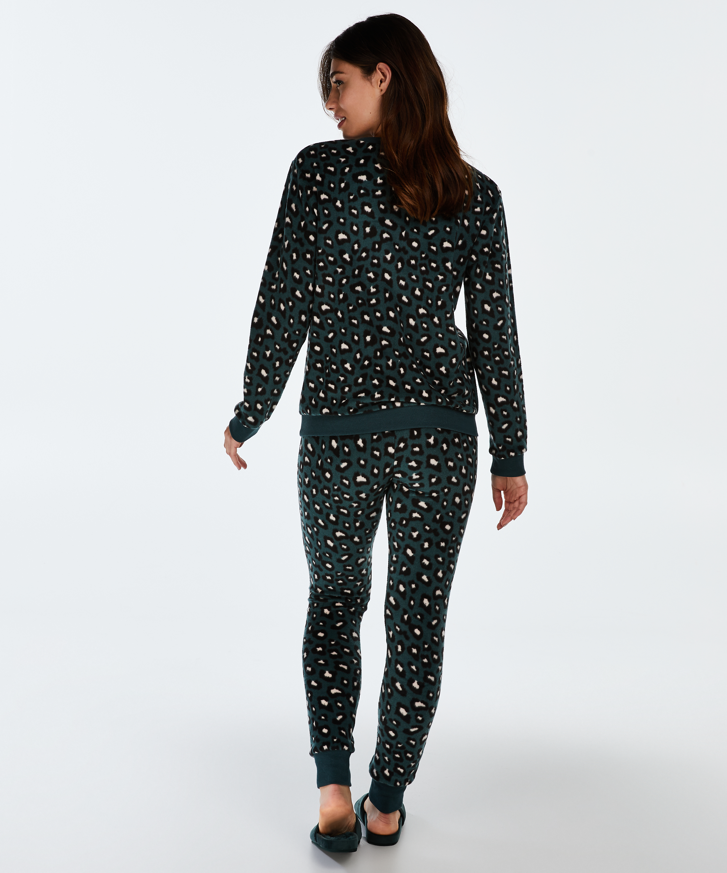 Long-Sleeved Fleece Top, Zielony, main