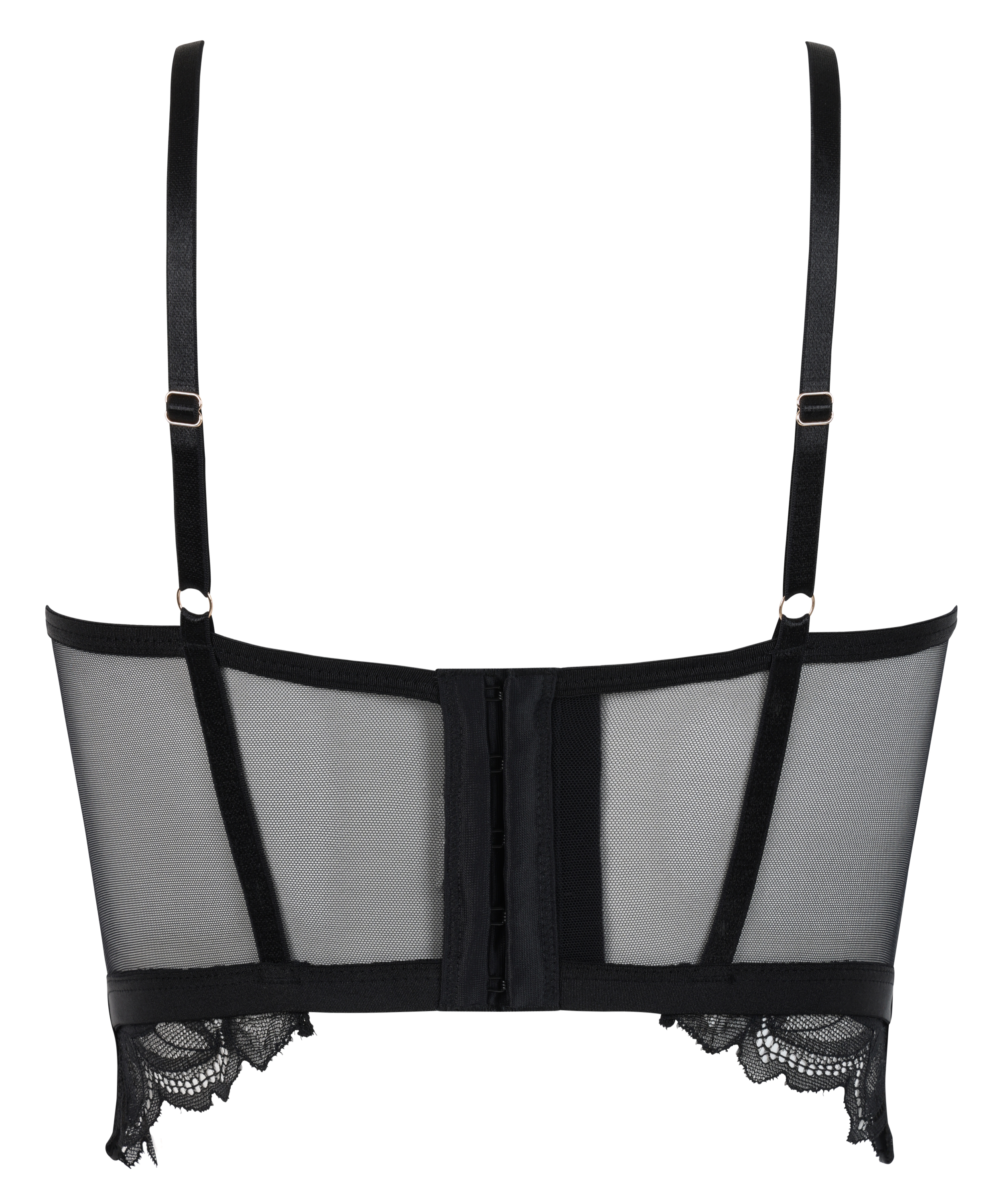 Nieusztywniany długi biustonosz z fiszbinami Cierra, Czarny, main