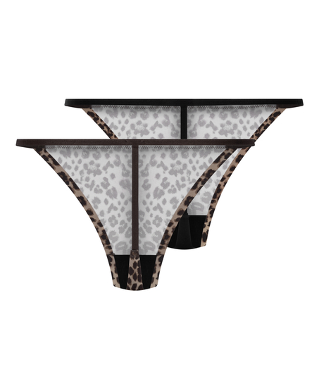 2-pak Brazyliany micro ze wzorem w panterkę, Czarny