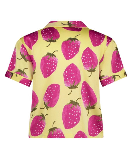 Satynowa narzutka Peppers z krótkim rękawem, Żółty