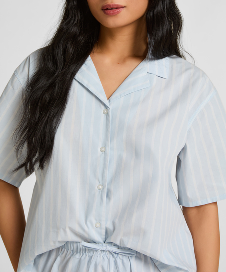 Bawełniana Kurtka w Paski, Niebieski