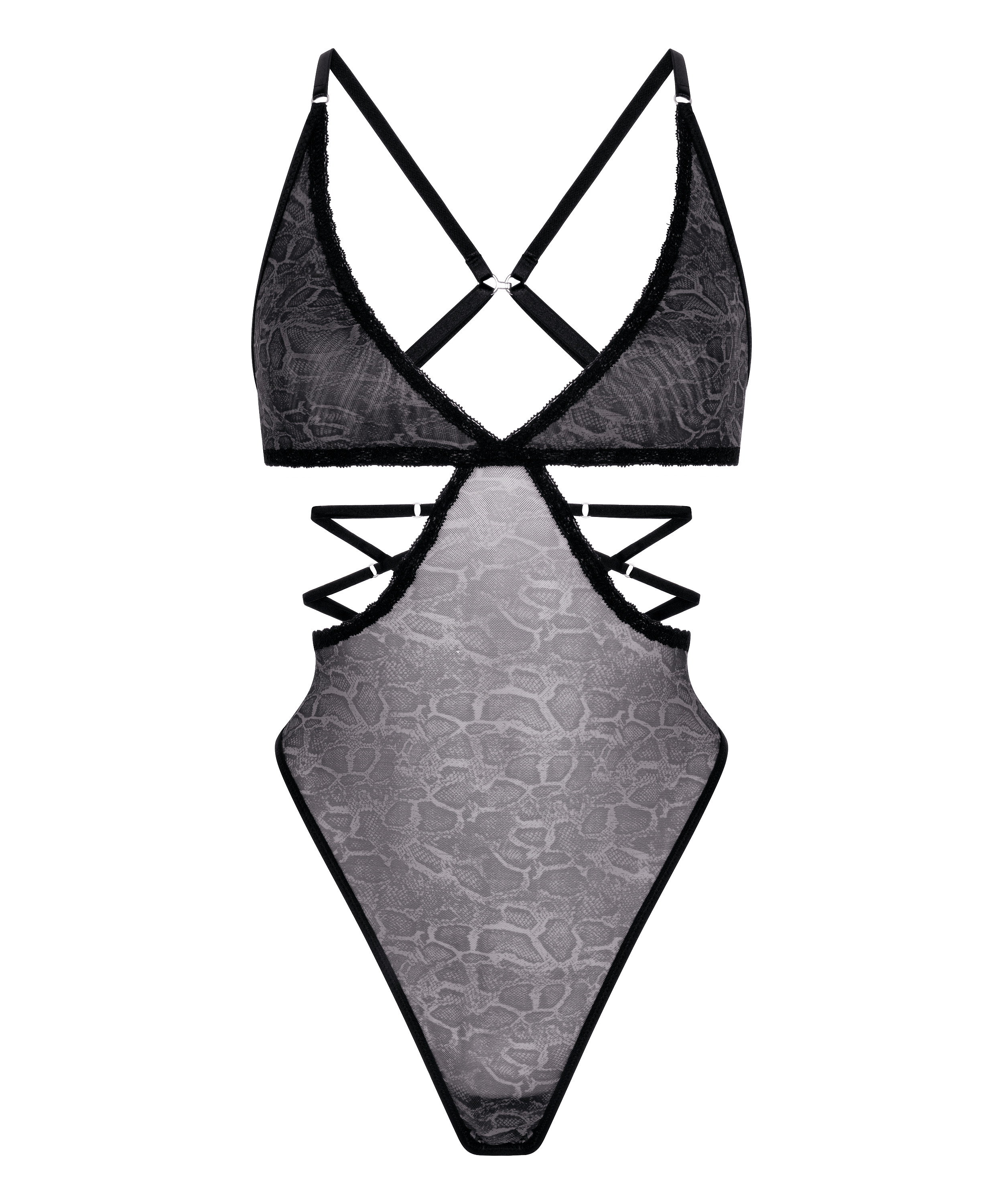 Body Azula z Wycięciami i Nadrukiem Węża, Szary, main