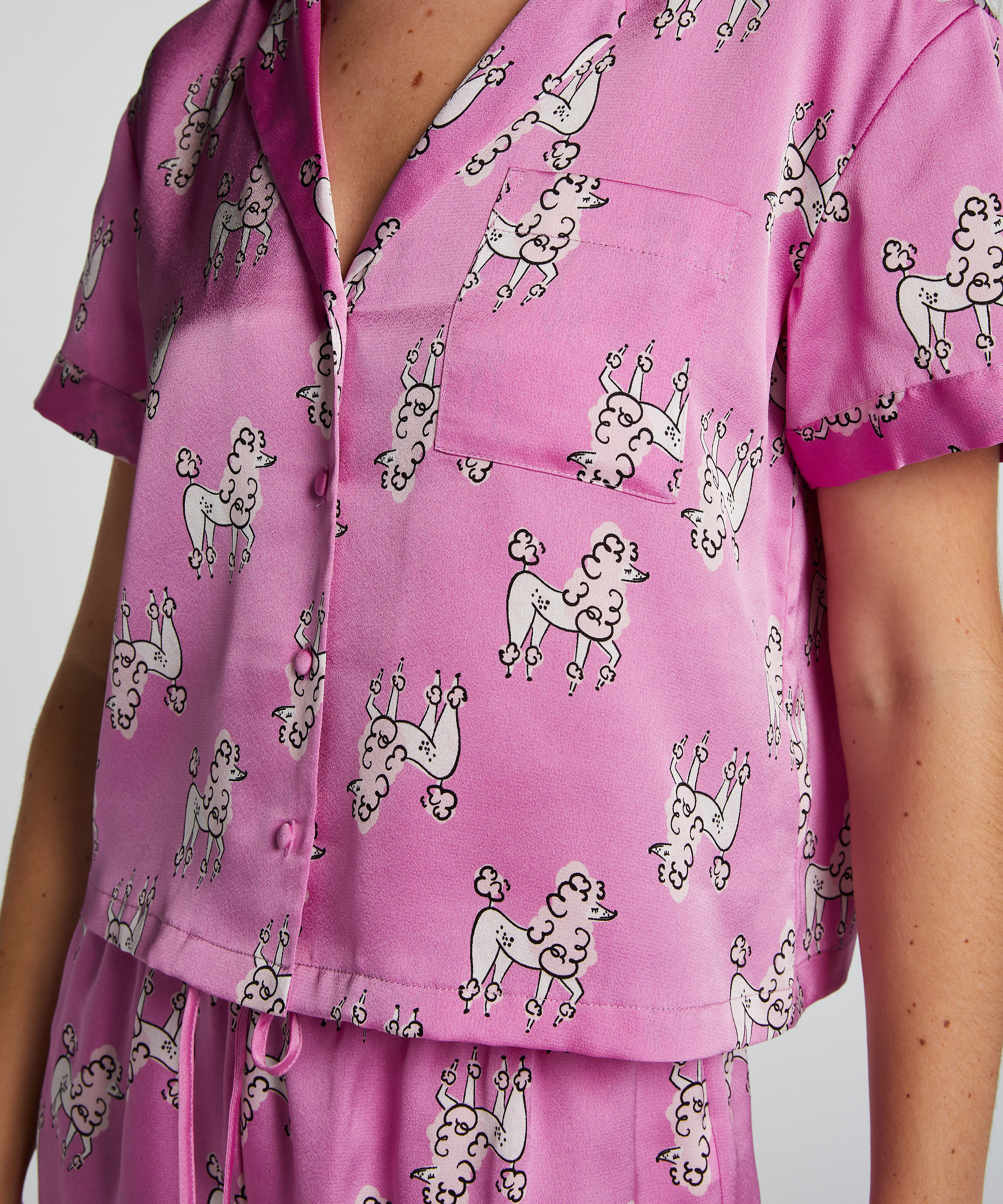 Satynowa narzutka Peppers z kr&oacute;tkim rękawem, Fioletowy, main