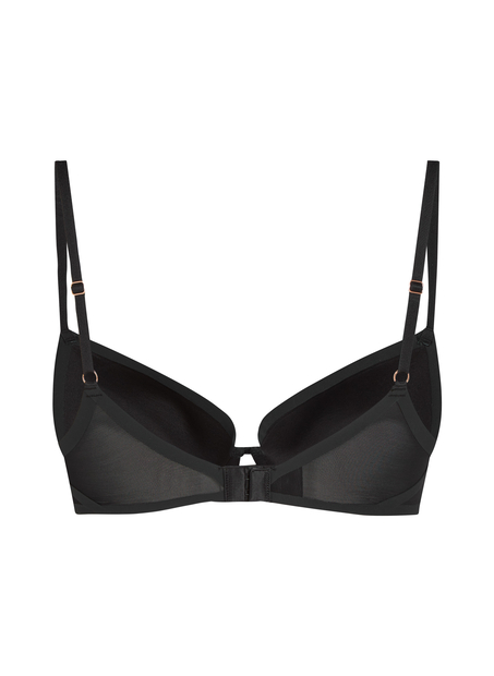 Usztywniony biustonosz push-up z fiszbinami Essential, Czarny