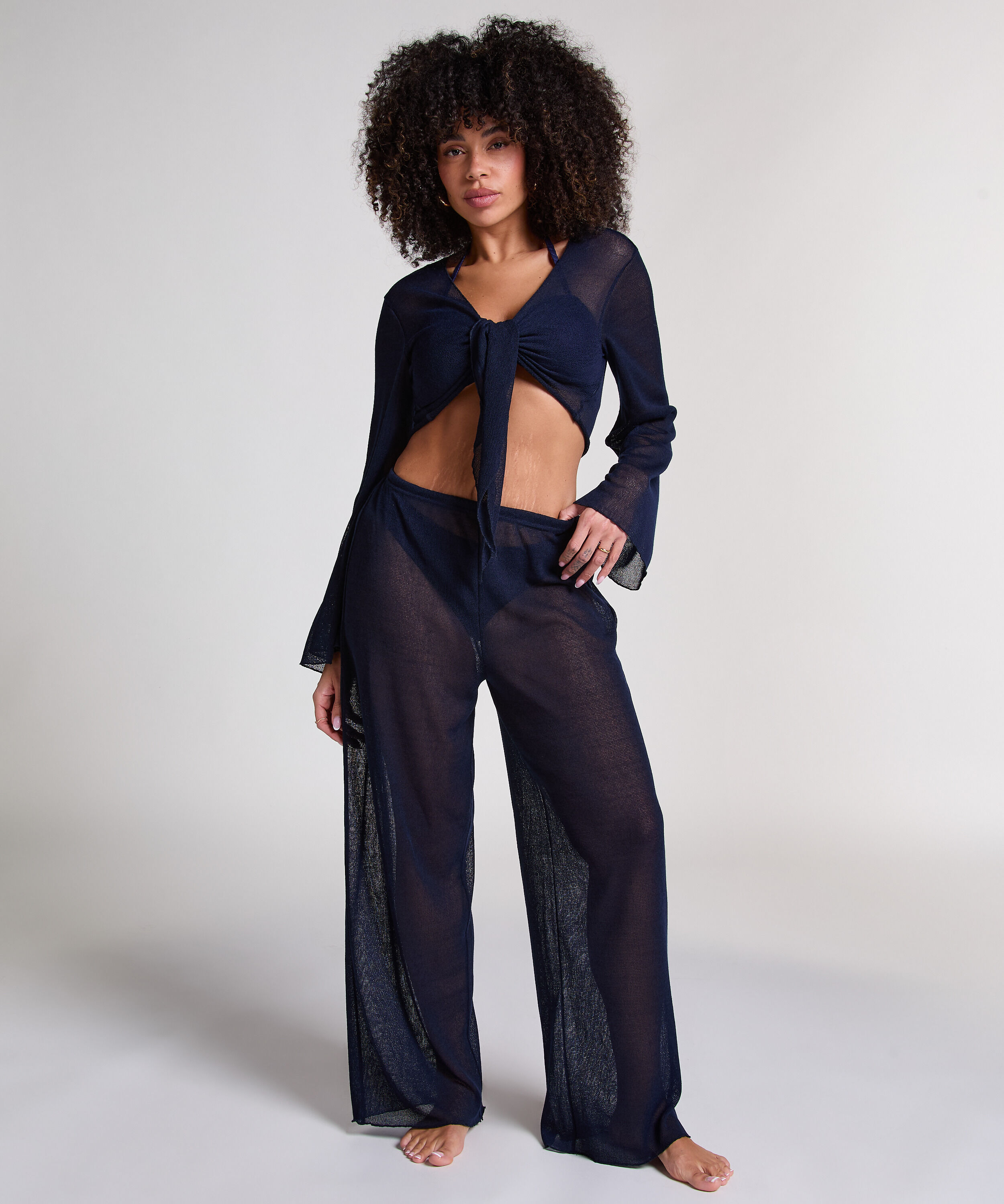 Top z dzianiny plażowej, Niebieski