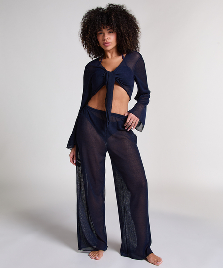 Top z dzianiny plażowej, Niebieski