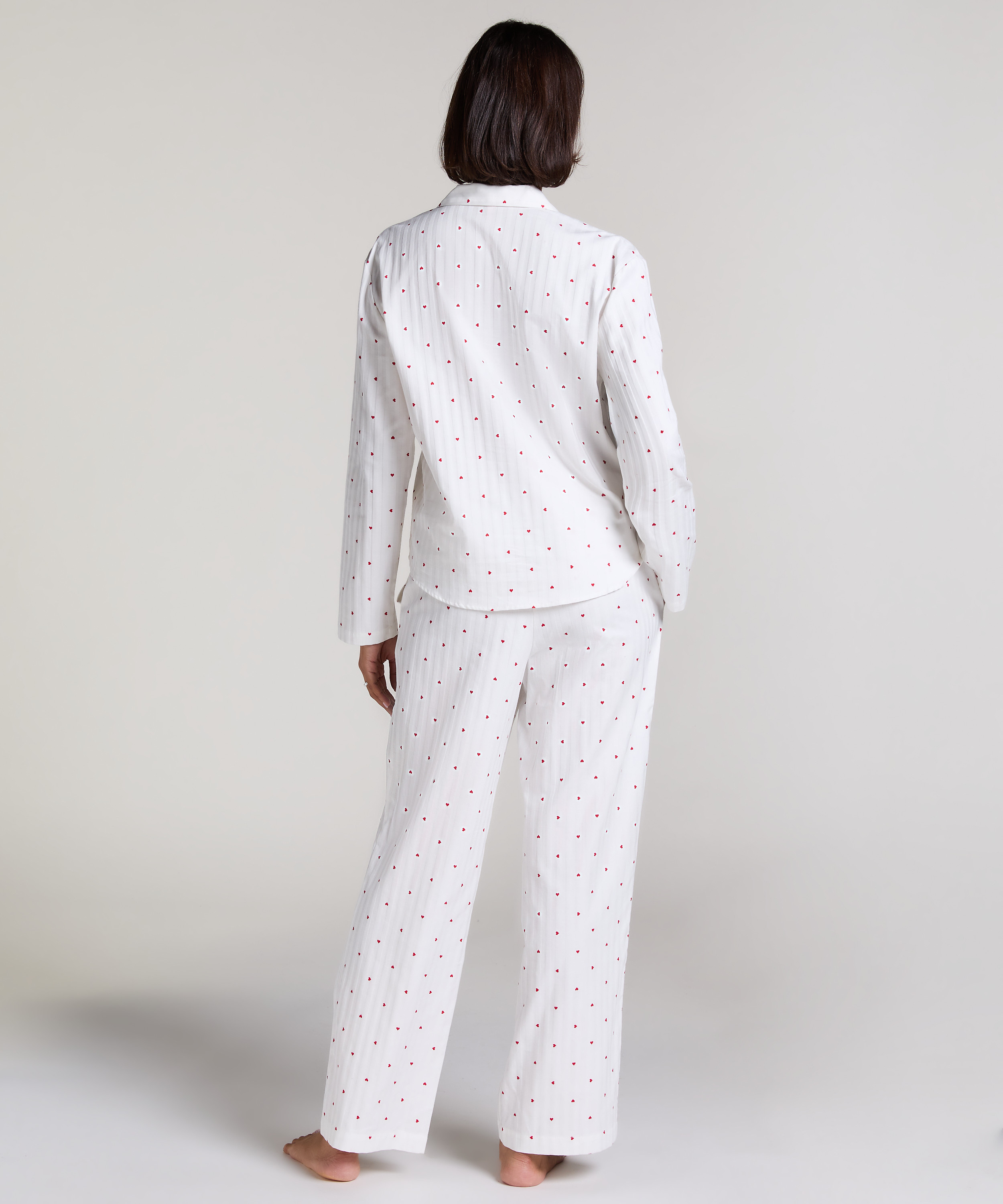 Jacquard Hearts Petite Dżersejowe spodnie, Biały, main
