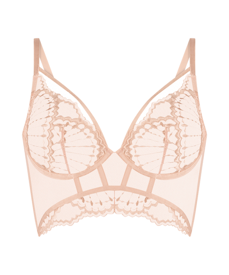 Nieusztywniany długi biustonosz z fiszbinami Jade, Różowy